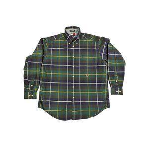 VTG Tommy Hilfiger Plaid Button-Down Shirt Mens M Long Sleeve Lion 90's Y2K